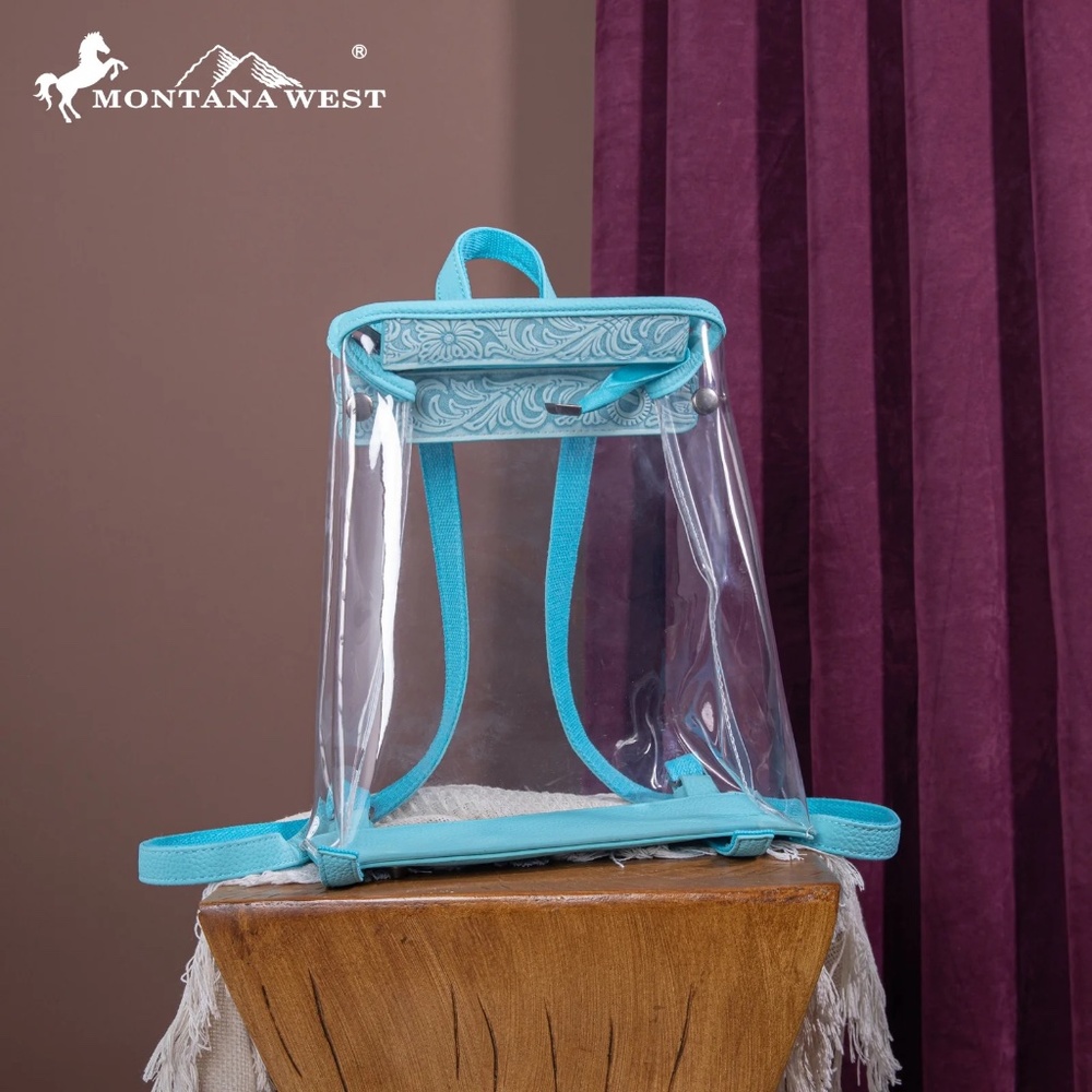 Montana West Western Clear Backpack- Turquoise
